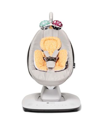 Кресло-качалка 4moms mamaRoo New серебро + вкладыш Yellow Cool Mesh