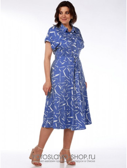 Модель: 2764-2. Нарядное платье из вискозы отрезное по талии с принтом полоски.