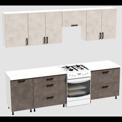 Кухня Эконом 2,1 метра (1300х800) Цвет: Цемент светлый/Цемент темный