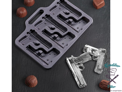 Форма для льда и шоколада "Пистолет", 6 ячеек