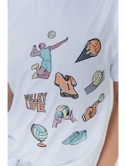Футболка повседневная белая Volleylife (со стикерами) размер 42-48