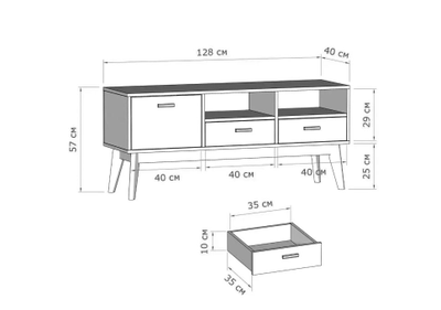 Калгари Тумба под ТВ 1280х400х570 Дуб натуральный светлый / Белый матовый