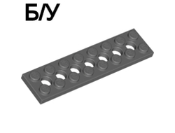 ! Б/У - Technic, Plate 2 x 8 with 7 Holes, Dark Bluish Gray (3738 / 4260707) - Б/У
