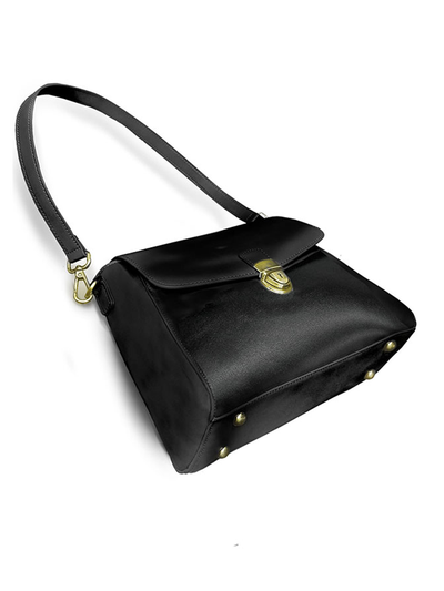 (АРТИКУЛ: 10027/42) СУМКА ЖЕНСКАЯ, НЕБОЛЬШАЯ, НАТУРАЛЬНАЯ ГЛАДКАЯ КОЖА, ЧЕРНАЯ, С ДВУМЯ ПЛЕЧЕВЫМИ РЕМНЯМИ