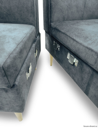 Кухонный Угловой диван "Форум-8Б" Стандартный Велюр, Серый, правый