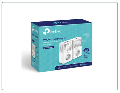 TP-LINK, HomePlug AV2 Сетевой адаптер PowerLine 1000 Мбит/с Ethernet портами 2 шт.  с розеткой (комплект 2 шт.)