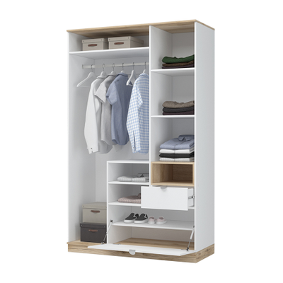 Юкки ШК 1Я 1350 Шкаф 3-х дверный с зеркалом 1350х2200х550 Дуб делано/Белый шагрень