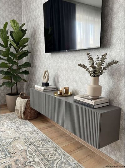 Инфинити тумба под ТВ подвесная 1800 мм Графит / мдф Эйфория QR-17