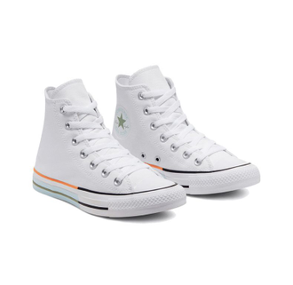 Кеды Converse Chuck Taylor All Star белые высокие с полоской