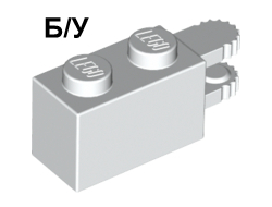! Б/У - Hinge Brick 1 x 2 Locking with 2 Fingers Horizontal End, 9 Teeth, White (30540 / 4179247 / 4522649 / 4582175 / 6058180) - Б/У