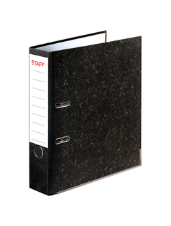 Папка-регистратор STAFF "EVERYDAY" с мраморным покрытием, 70 мм, с уголком, черный корешок, 227187