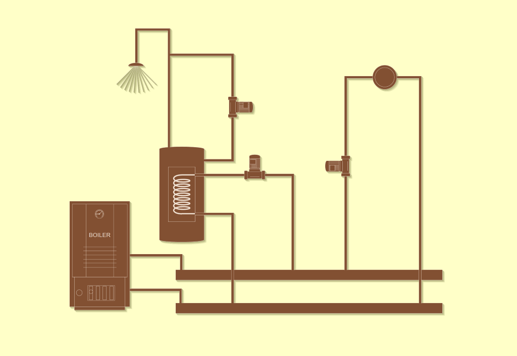 Подключение твердотопливного котла. Connection diagram for solid fuel boiler