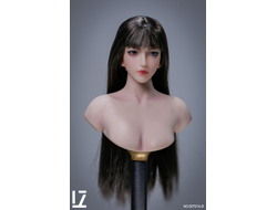 Женская голова (скульпт) с длинными темными волосами - 1/6 scale Hair Implant Female Head Sculpt "Moon" (SET016B) - LZ TOYS