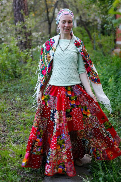 Юбка лоскутная из штапеля "Ягодка"