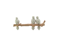 Декор на стену Три птицы на ветке белые