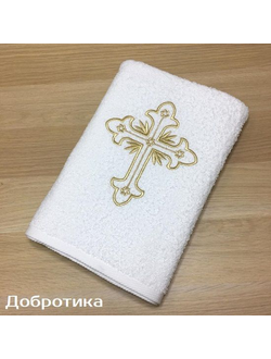 Махровое крестильное полотенце "Светлое таинство", размер 70х140 см, цвет крестика на выбор