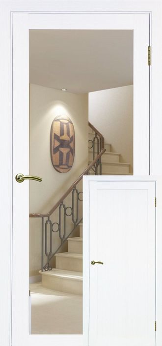 Межкомнатная дверь "Турин-501.1 зеркало" белый монохром (глухая)