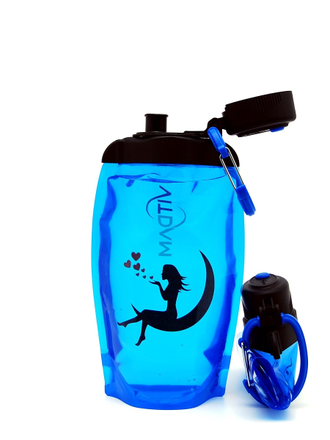 Складная эко бутылка, синяя, объём 500 мл (артикул B050BLS-146) с рисунком