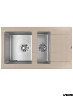 Кухонная комбинированная керамическая + нерж мойка Florentina КОМБИ 860К Антрацит, грей, жасмин, песочный, шампань