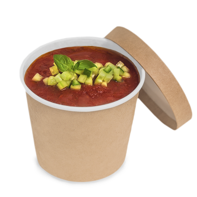 Супник с картон. крышкой (крафт/белый), 365мл