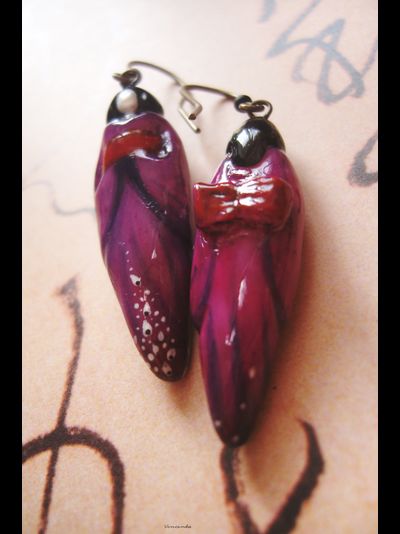 Фарфоровые украшения "Вальс магнолии", комплект из подвески и серёжек