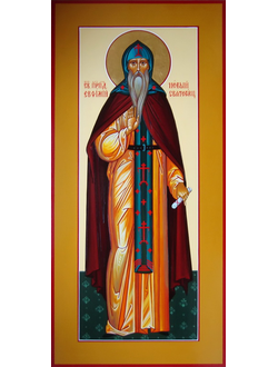 Евфимий (Ефимий) Новый, Святогорец, Иверский (Афонский), святой преподобный. Рукописная мерная икона