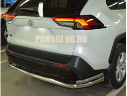 Защита заднего бампера угловая большая двойная d60/42 для Toyota RAV4 (2019-...)