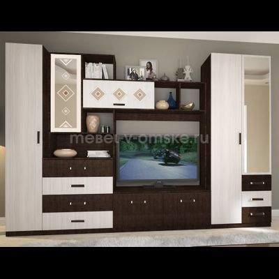 ШМ731 Гостиная Эмма №2. Размер: 3200х2200х520. ТВ-ниша: 1184х1018.