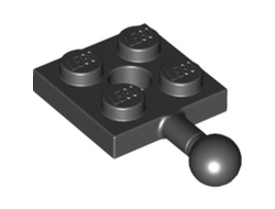 Plate, Modified 2 x 2 with Tow Ball and Hole, Black (15456 / 6051038 / 6359224 / 6448318)