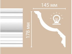 Потолочный плинтус из полиуретана с гладким профилем DECOMASTER (Декомастер) - DP 372