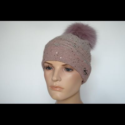 Шапка с помпоном и шарф Vizio Италия 5117 розовый комплект