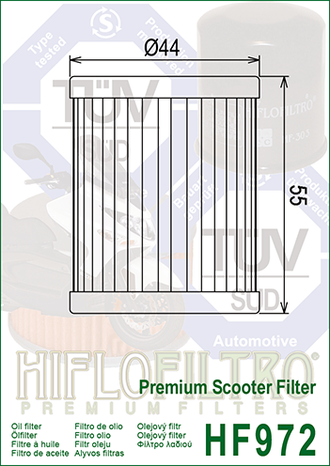 Масляный фильтр HIFLO FILTRO HF972 для Suzuki (16510-25C00) // Sym (15400-L4A-000, 15400-L4A-0002) // Yamaha (5RU-13440-00)