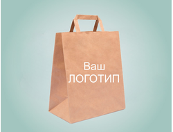 Крафтовый бумажный пакет с плоскими ручками с Вашим логотипом