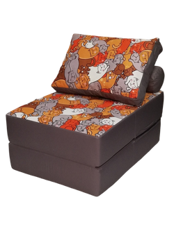 Кресло-кровать 70см, велюр Котики оранж/серый