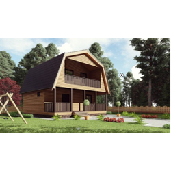 Двухэтажный каркасный дом с тремя спальнями 60м² (SK84)