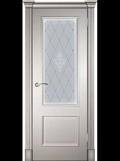Дверь Прага ваниль с художественным стеклом