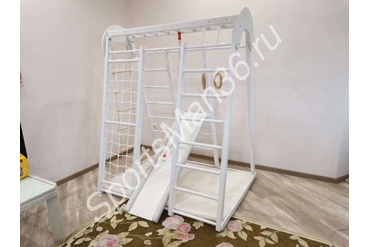 ДСК РАННЕГО РАЗВИТИЯ PLASTEP СУПЕР ЧЕМПИОН 170, цветовой стиль "СНЕГОВИК" - стойки, перекладины, маи и мягкие борта горки белые