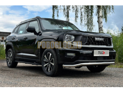 Пороги алюминиевые "Slim Line Black" 1820 мм ТСС для Haval H7 2024-