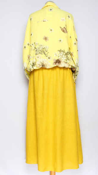 ЮБКА ЛЁН "ПУГОВИЦЫ НА КАРМАНАХ" электрик, зеленая, желтая  до р.54