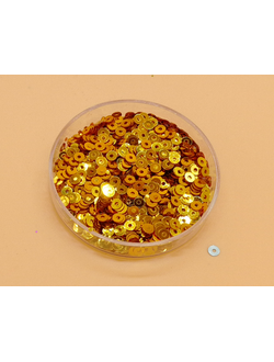 Пайетки 3 мм, цвет яркое золото