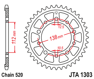 Звезда ведомая алюминиевая JT JTA1303.50 (JTA1303-50) (A1303-50) для Yamaha // Honda