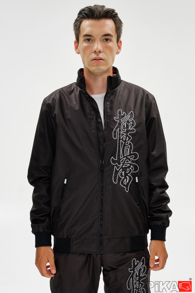 Костюм спортивный KANJI с символикой каратэ, черный, APIKA, вышивка киокушинкай