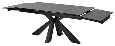 Стол ALEZIO 160 NERO KL-116 Черный мрамор матовый, итальянская керамика/ черный каркас М-City