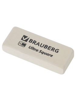 Ластик BRAUBERG "Ultra Square", 50х20х9 мм, белый, натуральный каучук, 228709