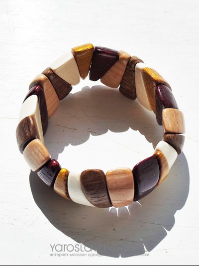 М-139. Браслет волна из разных пород дерева..