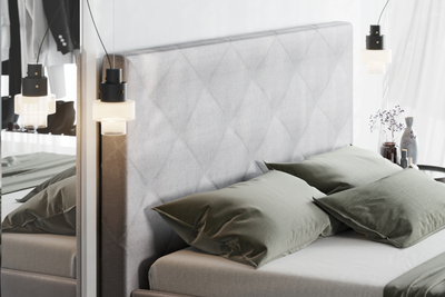 Кровать двуспальная, MyCloud Спейс с подъемным механизмом, бельевым ящиком, мягкое изголовье ромбы