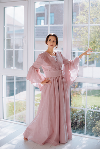 Будуарное платье-халат (Пыльная роза)