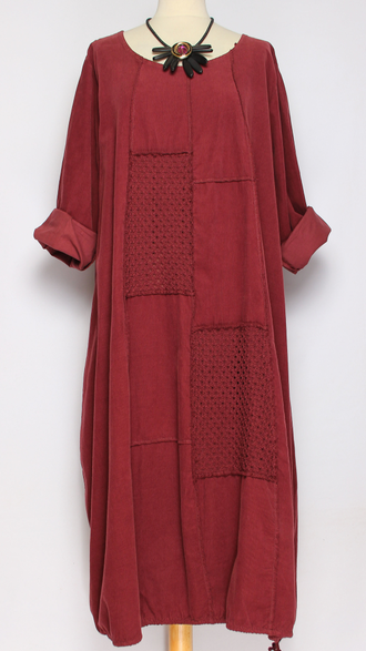 Платье Бохо вельветовое "Сетка трикотажная спинка" винный до р.56