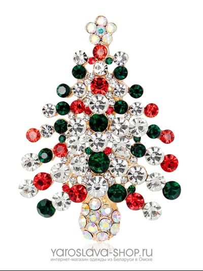 АЛ-316.Брошь в форме цветной елки со стразами.