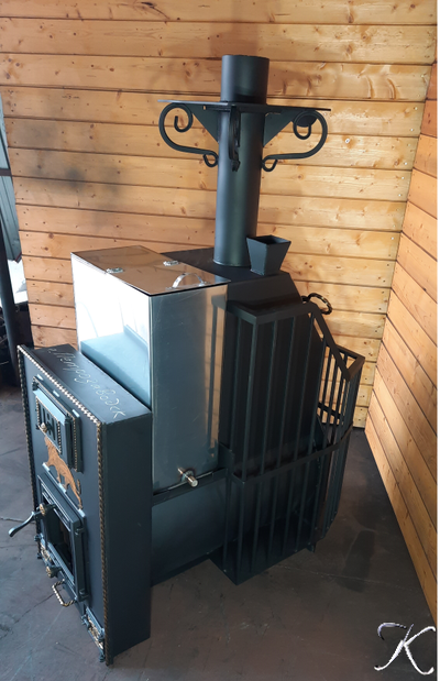 Печь банная "АНГАРА-34" + КАМИН-КОНВЕКТОР + Дверца со стеклом